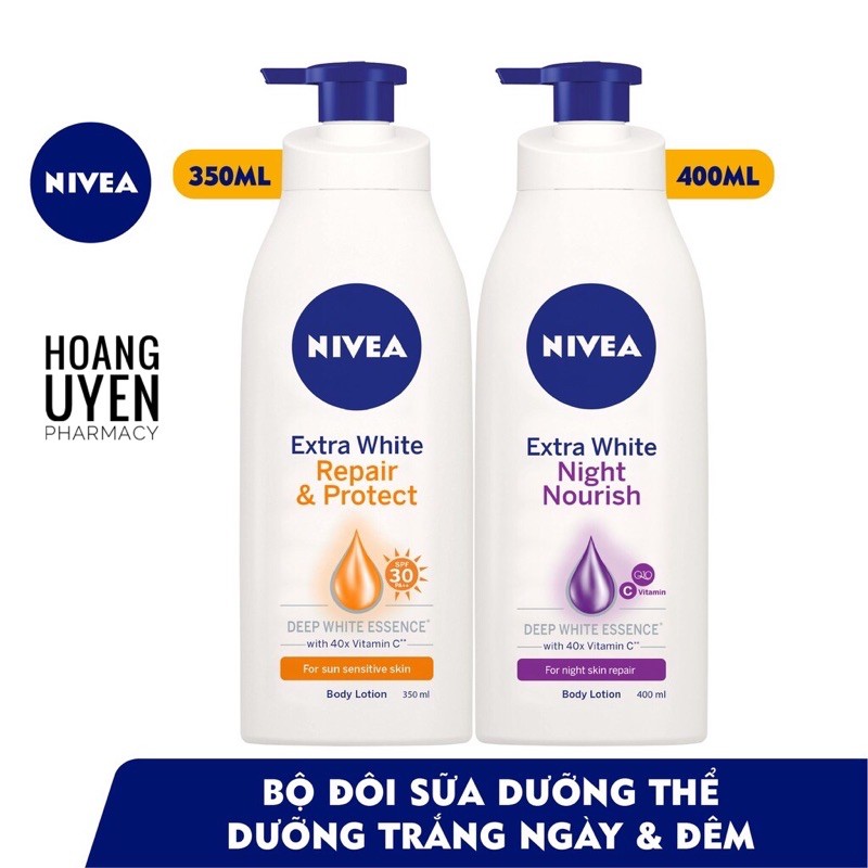 Sữa dưỡng thể trắng da Nivea ngày và đêm (350ml+400ml)