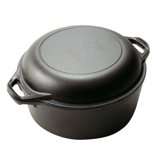 Tols Cast Iron Fried hầm hai mục đích nồi phẳng dày sâu hơn hầm hầm nồi súp bò