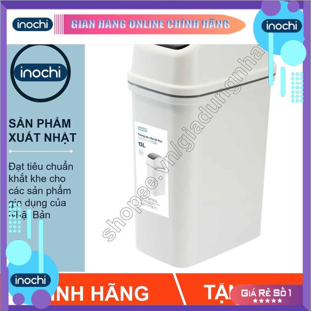 Thùng Rác Nhựa Nắp Lật Inochi 15 Lít Rất Đẹp Làm Sọt Rác Văn Phòng, Khách Sạn, Đựng Rác Gia Đình, Để Bàn Trong Nhà