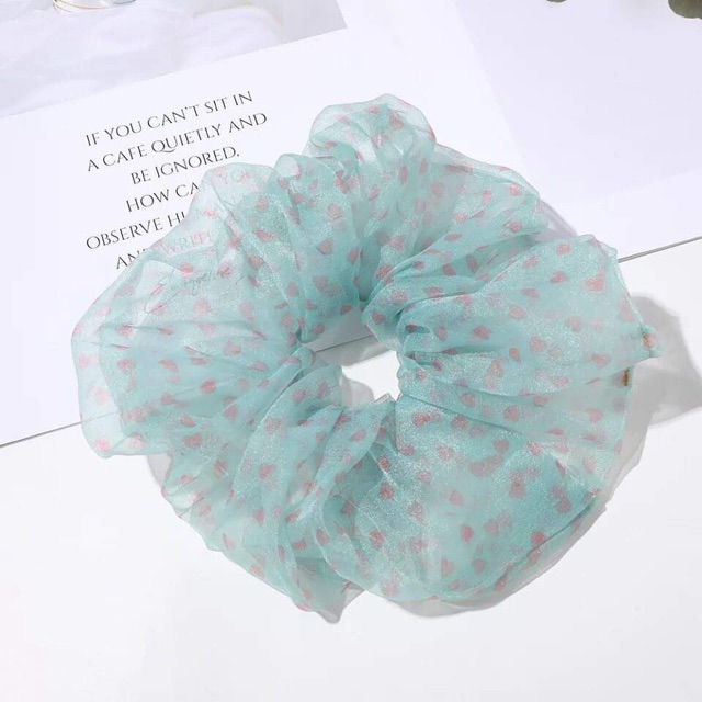 Chun cột tóc vải voan Scrunchie siêu to