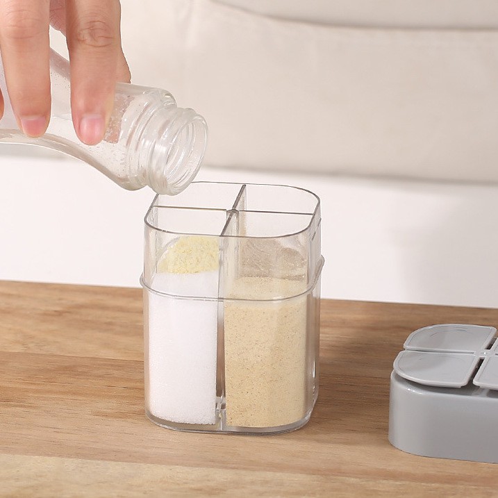 Hũ đựng gia vị, lọ đựng muối, đựng đường 4 ngăn tiện lợi thông minh | BigBuy360 - bigbuy360.vn
