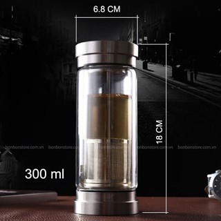 (LT13) BÌNH THỦY TINH HAI ĐẦU INOX 300ml