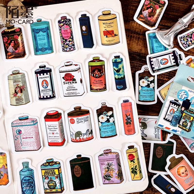 Enjoymore Hộp 46 Hình Dán Vintage Châu Âu Cổ Điển Sticker Trang Tri Sổ Bullet Journal Miếng Dán Retro