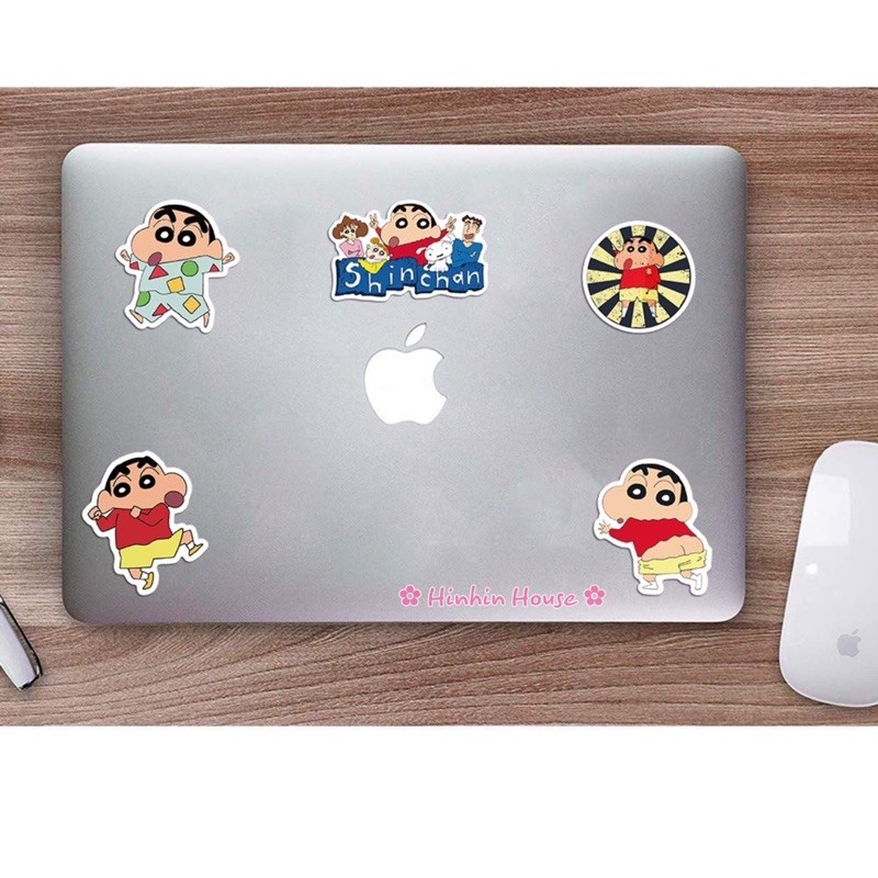 Set 50 Sticker PVC Chống Thấm Nước Hình Shin Chan Dán Vali, Mũ Bảo Hiểm, Laptop, Guitar, Ô tô, Xe Máy,...