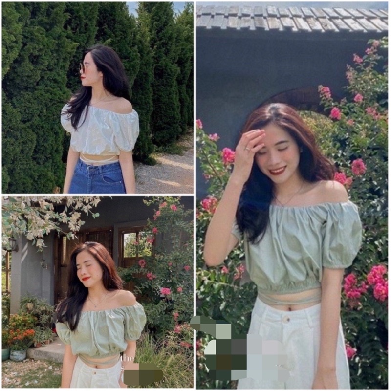 Áo Trễ Vai Thô Thắt Eo Ulzzang Hot Hit( Ảnh thật )