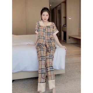 Pijama Tay Ngắn Quần Dài Vải Lụa Mango