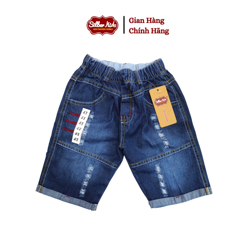 [Mã BMBAU50 giảm 7% đơn 99K] Quần Jean Lửng Bé Trai Phối 3 Khuyết Đỏ SILBER KIDS