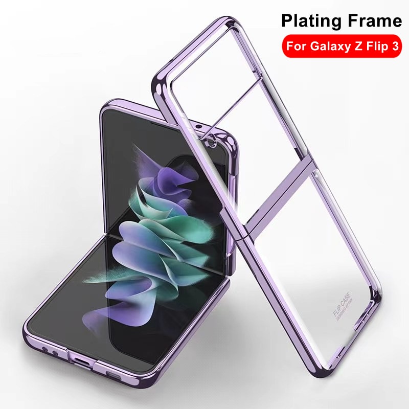 Ốp Điện Thoại Nhựa Cứng Trong Suốt Viền Mạ Chống Sốc Cho Samsung Galaxy Z Flip 3