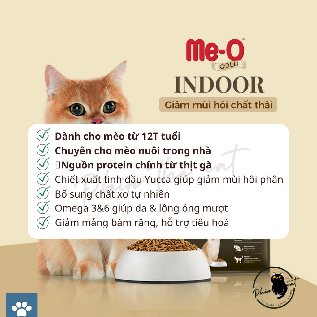 [1.2kg] Hạt cho mèo Me-O Gold cao cấp đủ vị indoor - persian lông dài - fit and firm - túi 1.2kg | phinthecat