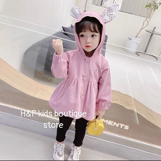 Áo khoác Kaki cho bé gái 10-17 kí tai thỏ xinh