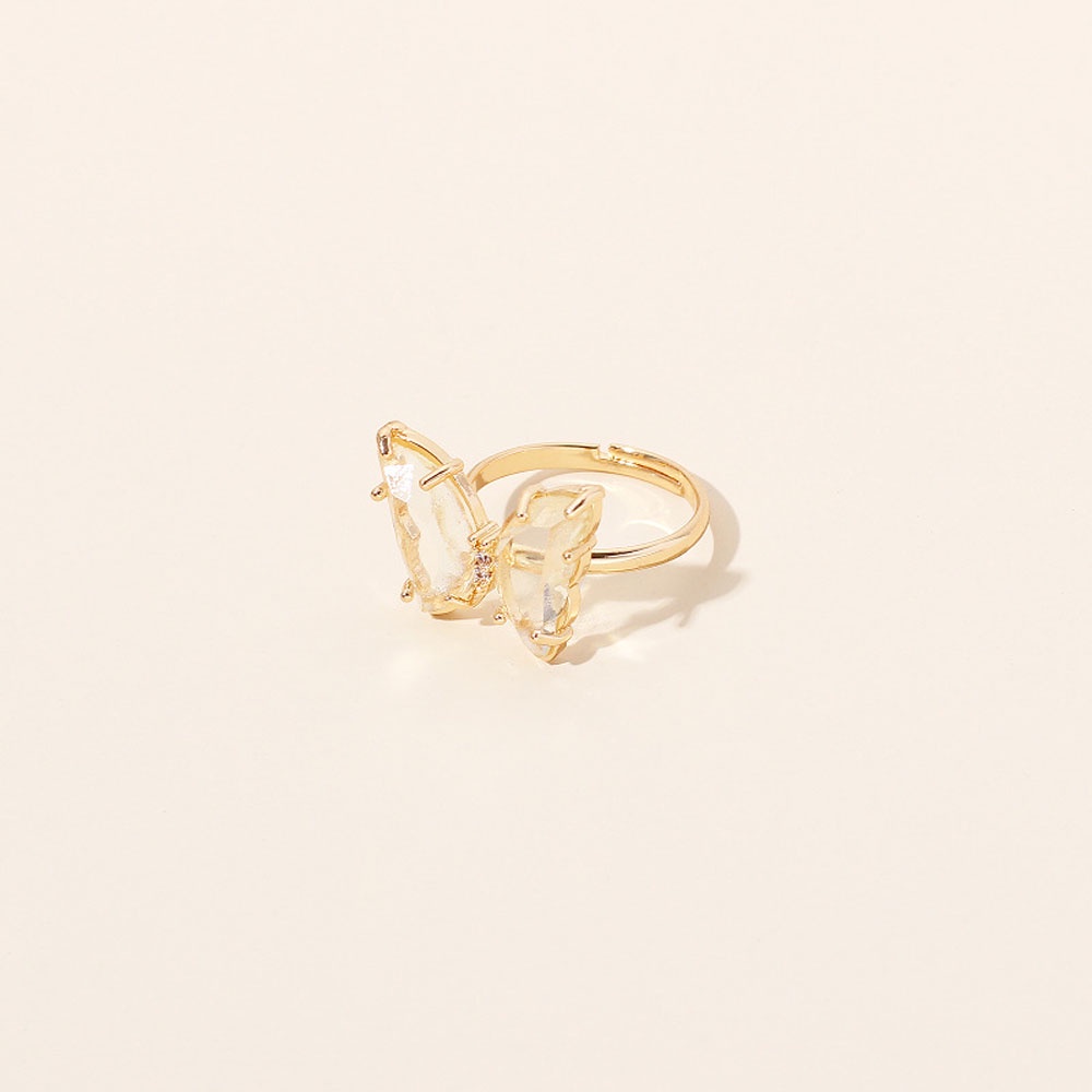 Nhẫn hở hình bướm bằng acrylic trong suốt nhiều màu sắc lấp lánh thời trang cho nữ