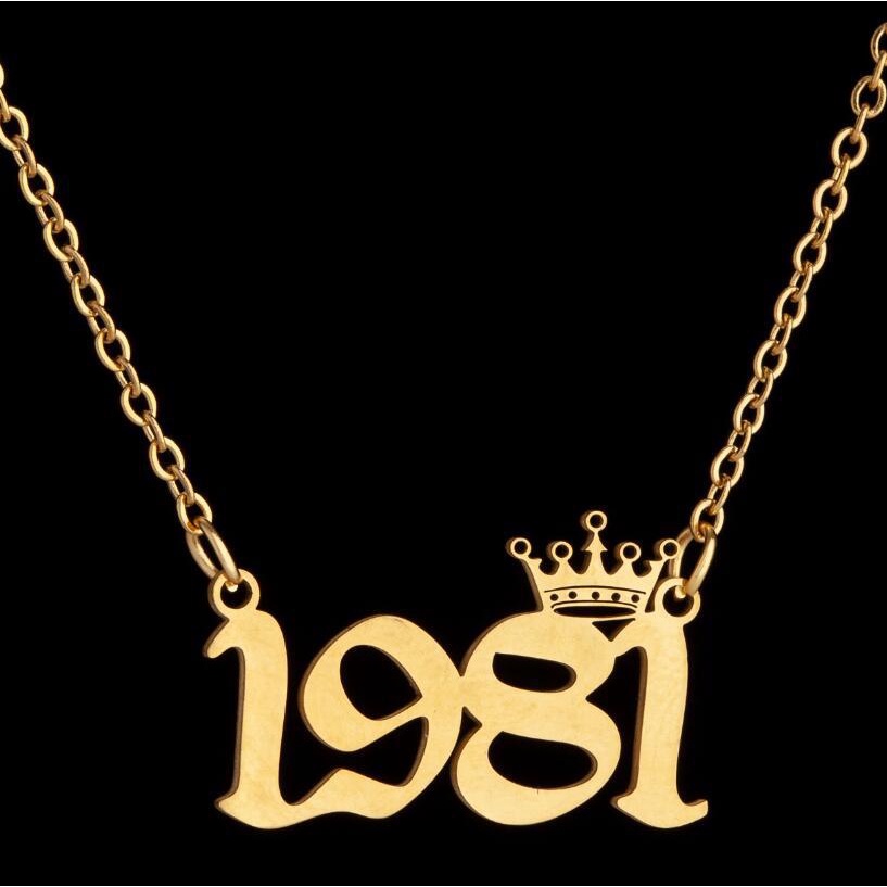 Vòng cổ Mặt Vương Miện Năm Mới 1980-2019 Bằng Thép Không Gỉ Thời Trang Cho Nữ