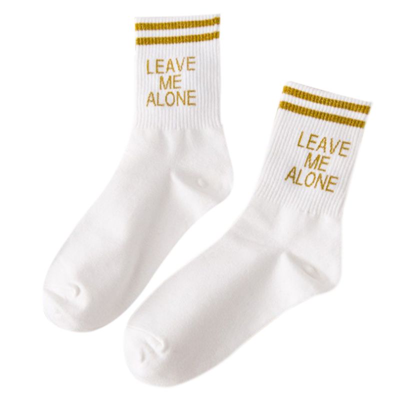 Xiangbao Vớ Cotton Dài Đến Mắt Cá Chân Kẻ Sọc Dọc In Chữ Vui Nhộn Phong Cách Hip Hop Cho Nữ