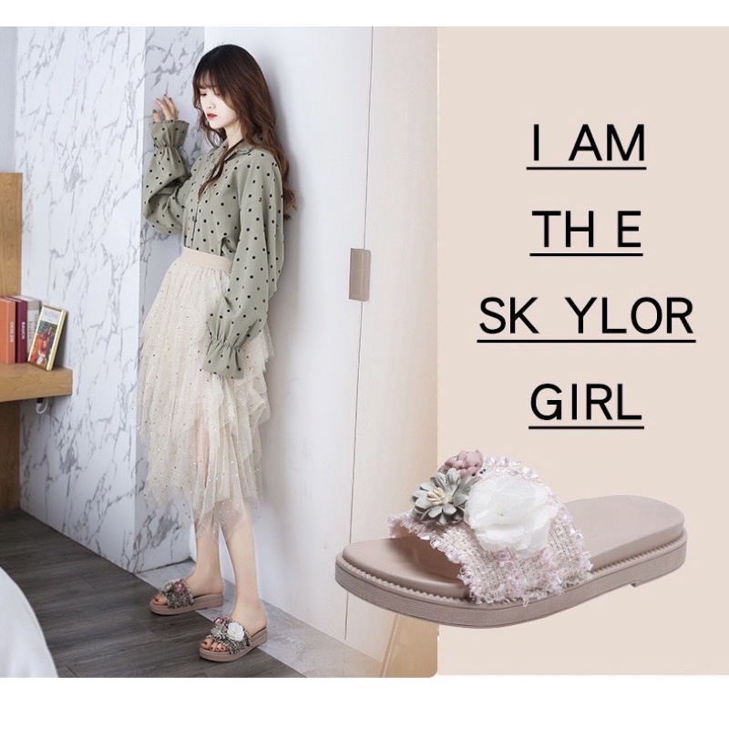 Dép quai ngang 3 bông dạ Gom1688