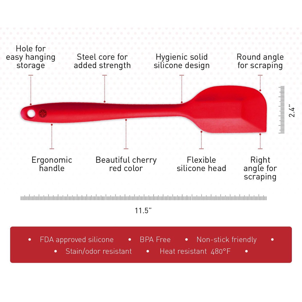 Phới vét bột 28cm phới đúc cán liền - silicon spatula