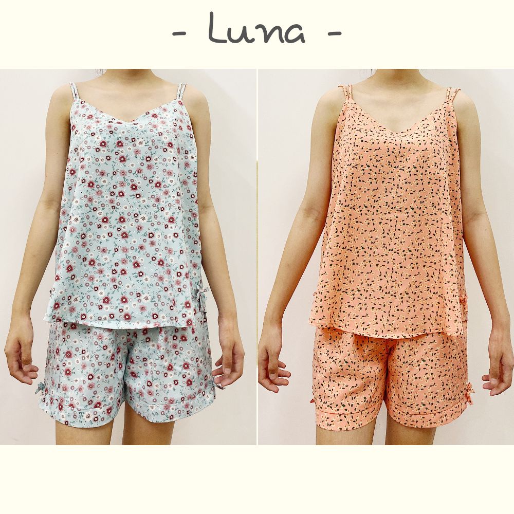 Đồ bộ mặc nhà nữ quần đùi áo dây lụa thái thoáng mát bigsize dưới 80kg LUNA giá rẻ