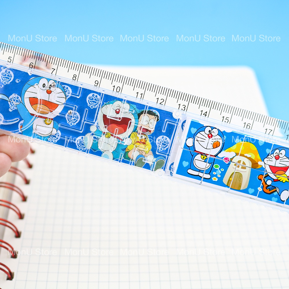 Thước kẻ 20cm DORAEMON DOREMON kèm game ráp hình, lăn bi MON0314 TooYoo