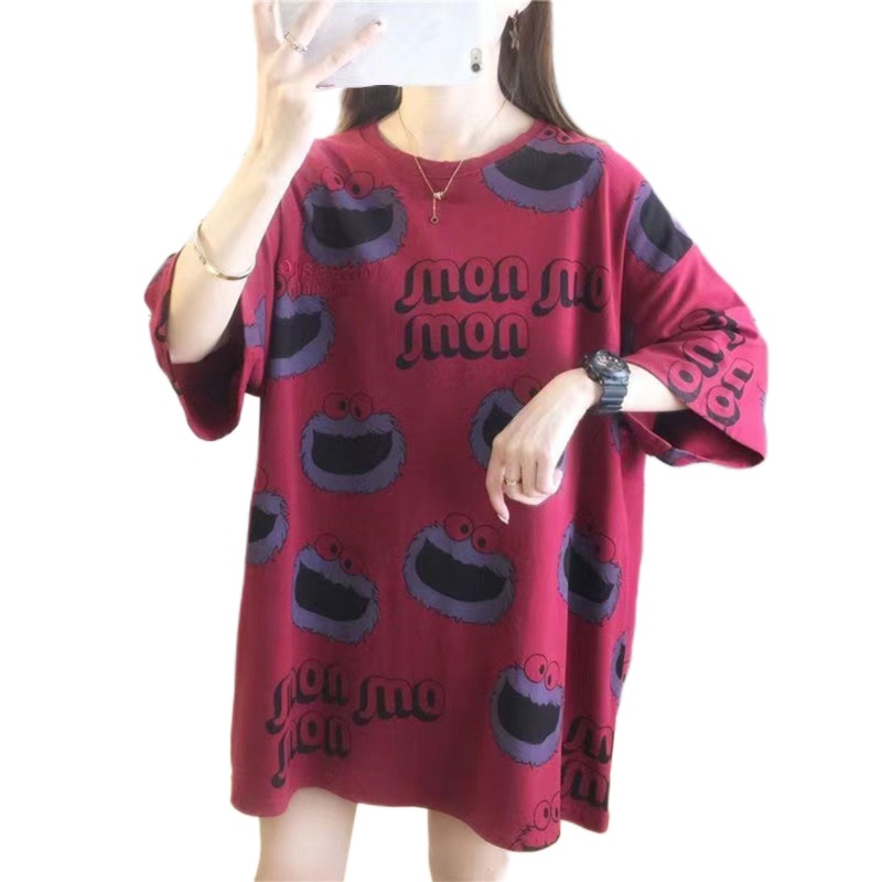 Áo Thun Nữ Tay Ngắn Dáng Rộng In Hình Động Vật Dễ Thương