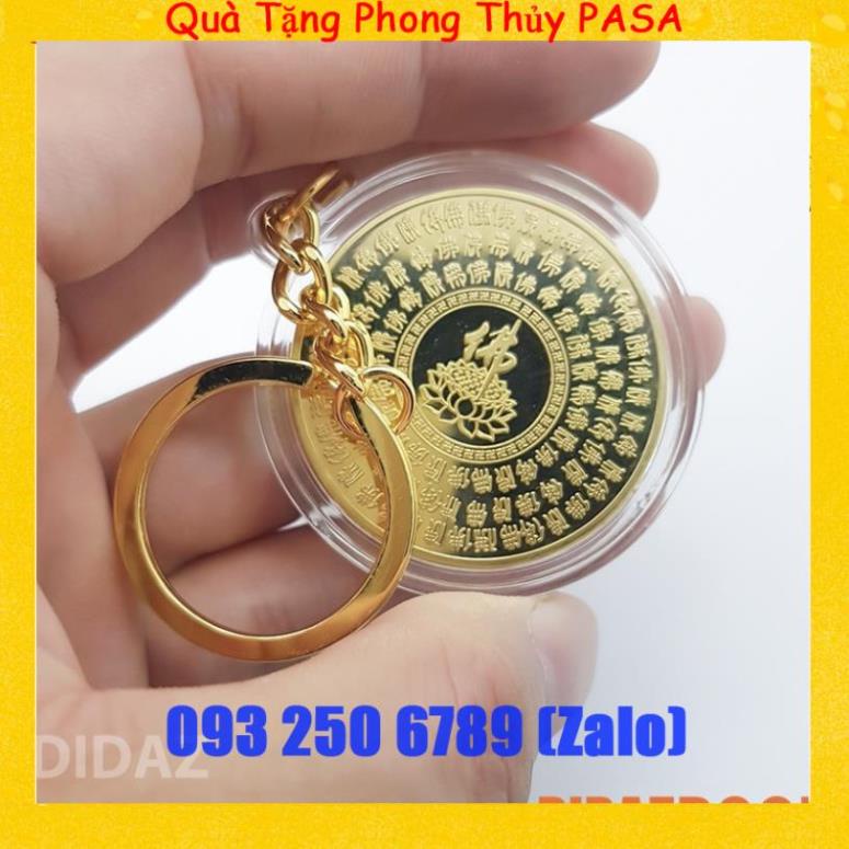 Móc Treo Chìa Khóa xe máy, ô tô, xe hơi Đồng Xu Đức Phật Thích Ca Mâu Đài Sen, cầu bình an quà tặng ý nghĩa