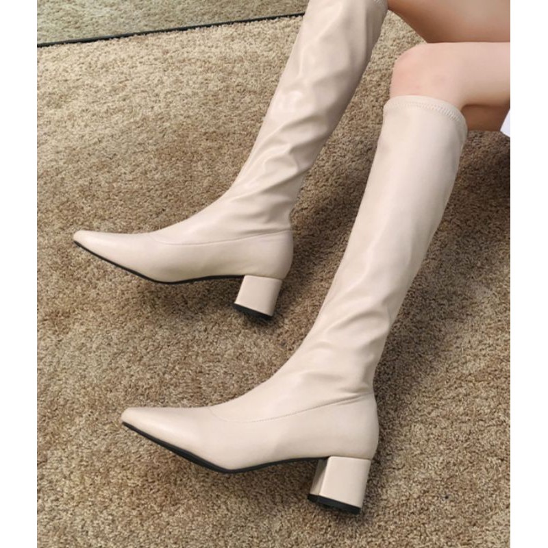 Boot đùi thời trang chất da lì gót cao 5cm | BigBuy360 - bigbuy360.vn