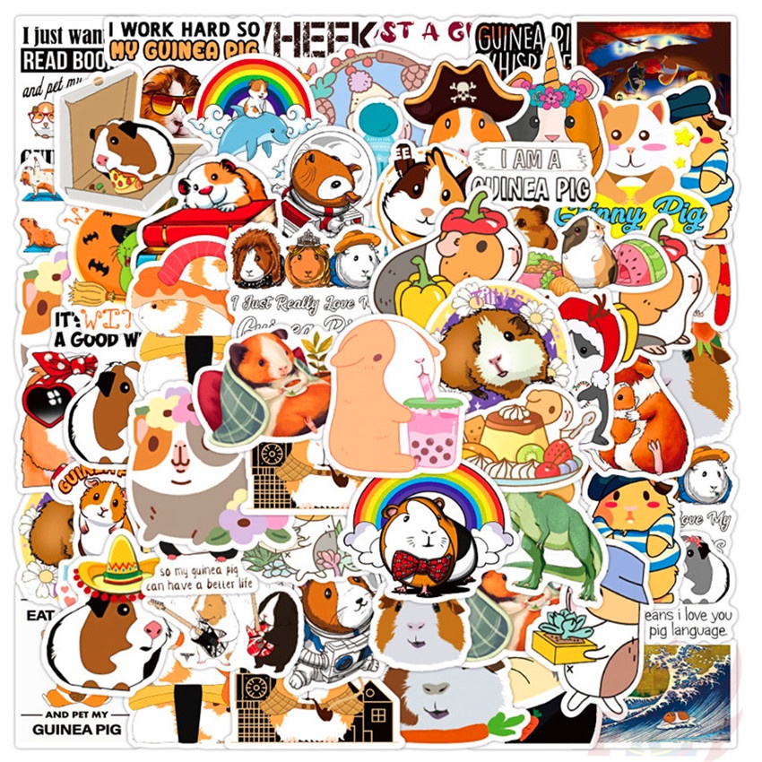 Bộ 50 Miếng Dán Họa Tiết Hoạt Hình The Guinea Pigs Series 01 - Kawaii Chống Thấm Nước Thời Trang Diy