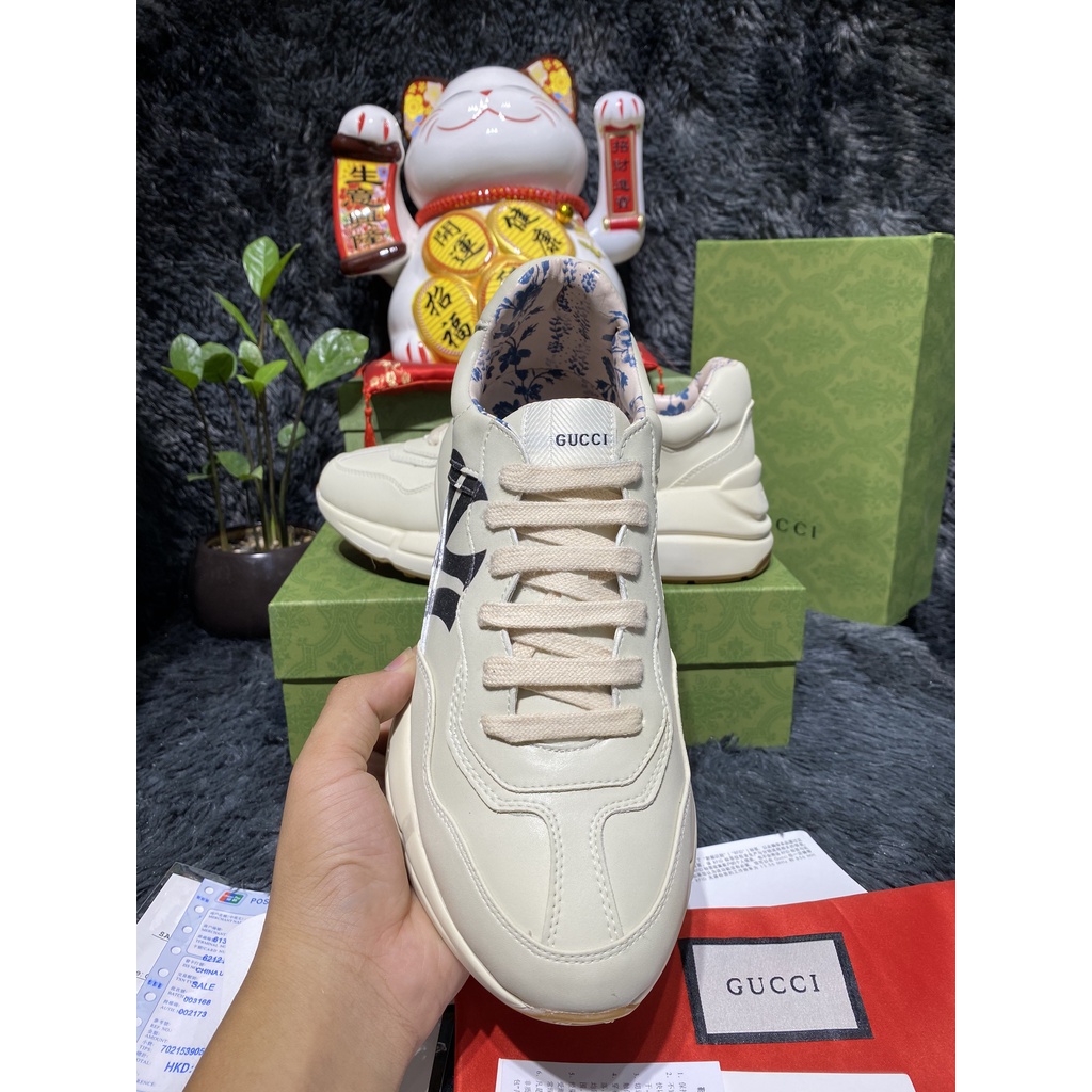 [Full box+bill] Giày Sneaker Gucccii NY chữ đen hàng SC full box bill và hộp bảo vệ