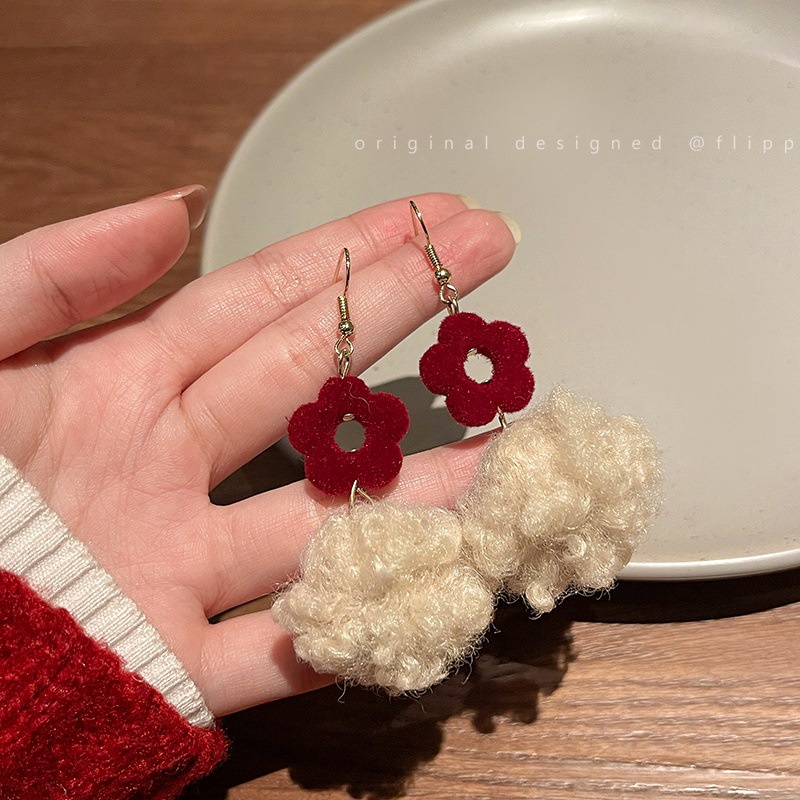 Khuyên Tai Bạc S925 Đính Nơ Nhung Đỏ Sang Trọng Không Gây Dị Ứng Thời Trang Cao Cấp Dành Cho Nữ