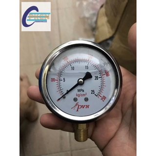 [PKCN] Đồng hồ đo áp suất khí nén, đo áp lực dầu mặt phi 63, chân ren 13mm
