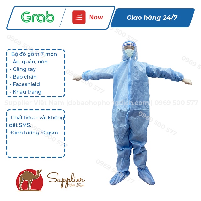 BỘ QUẦN ÁO PHÒNG DỊCH CHUẨN Y TẾ 7 MÓN CẤP ĐỘ 1 - VẢI KHÔNG DỆT LEVEL 1 MSP: DBH002
