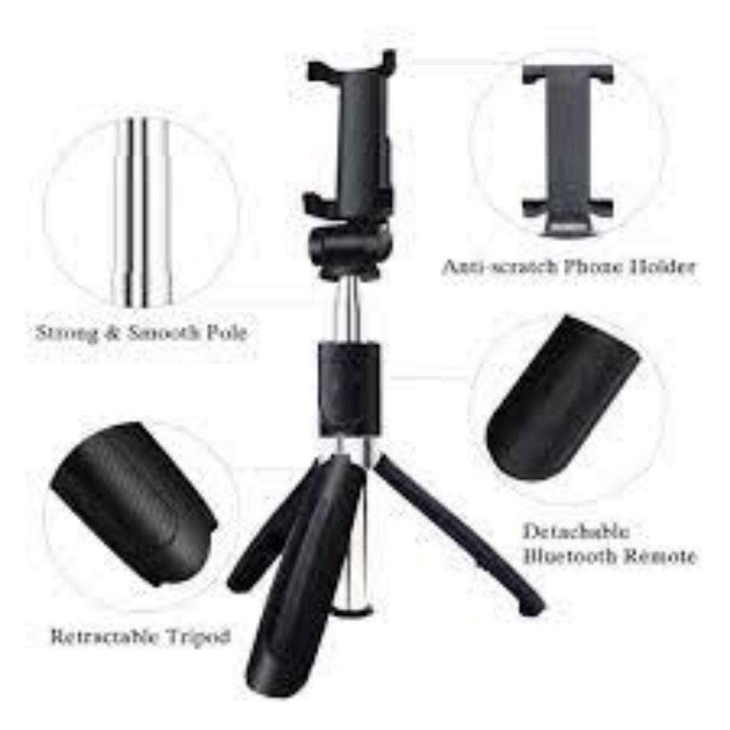 Gậy chụp hình Selfie  CAO CẤP  Gậy chụp hình Stick Tripod L01 Có 3 Chân Đỡ - Nút Bấm Bluetooh Hàng Cao Cấp