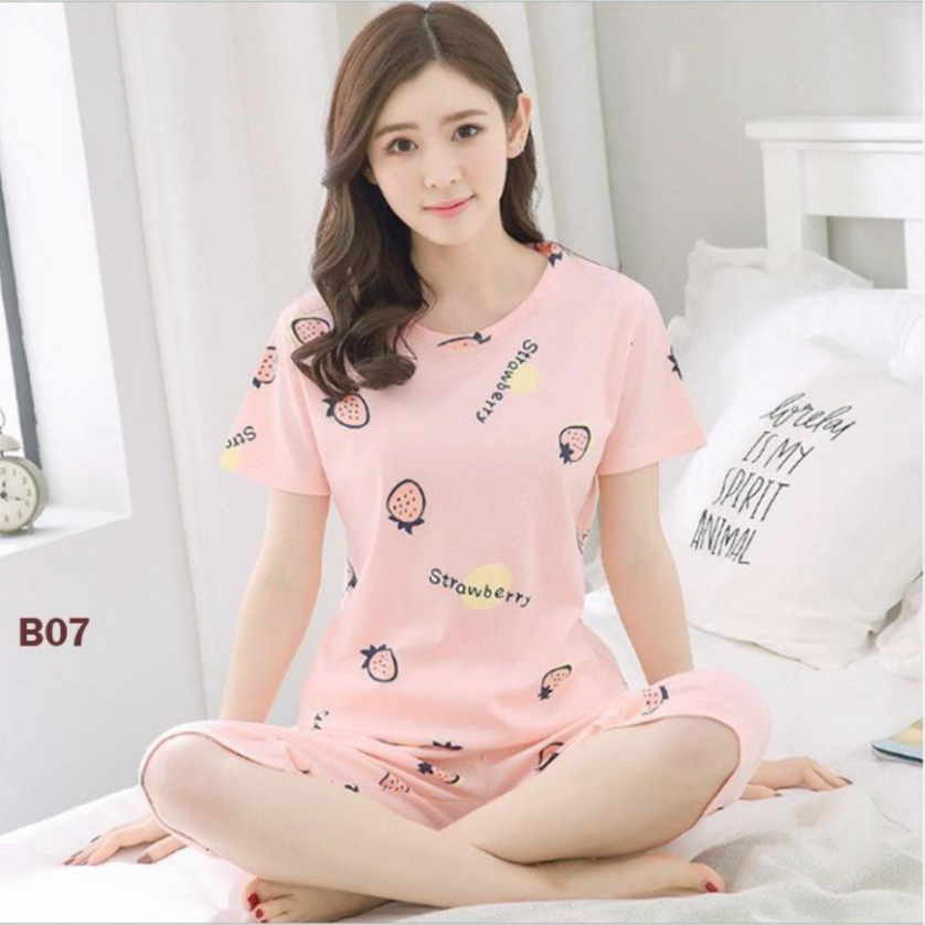 Đồ Bộ Nữ mùa hè mặc nhà cotton thấm hút mồ hôi Pijama nữ cao cấp thoáng mát mã B07