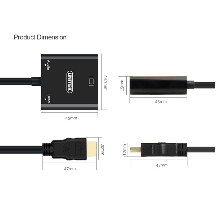 CÁP CHUYỂN HDMI SANG VGA + AUDIO UNITEK Y6333( Y-6333 UNITEK) Cáp xịn dùng cho màn hình máy chiếu