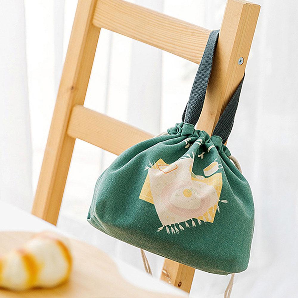 Túi Vải Canvas Kiểu Nhật Bản Có Dây Rút Nhiều Màu Sắc Để Đựng Cơm Trưa Tiện Dụng