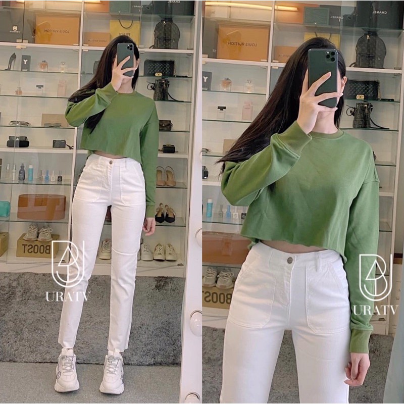 [FREESHIP - ẢNH CHÍNH CHỦ] Áo croptop trơn tay dài ZR 155