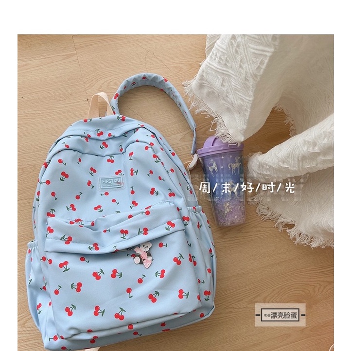 Ba lô nữ cherry ulzzang hàn quốc balo vải xinh xắn học sinh viên trend và trẻ trung