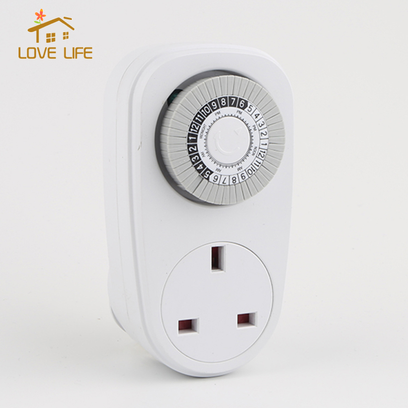 [whfashion]7 Days Daily 24H Mechanical Control Light Outlet Timer Home Interval Clock Wall Plate UK Plug In