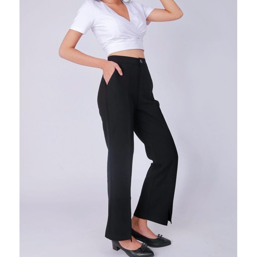 Quần tây ống rộng lai xẻ trẻ trung thanh lịch | BigBuy360 - bigbuy360.vn