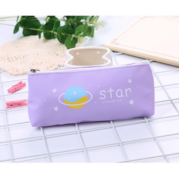 Túi Đựng Bút Học sinh Phong Cách Hàn Quốc Chất Liệu Da PU