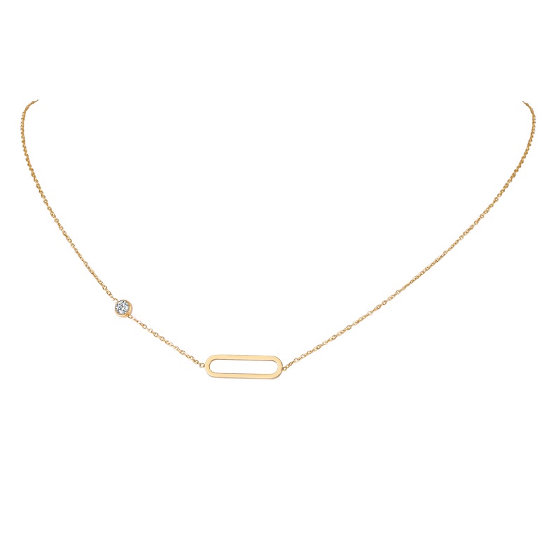 Vòng cổ Vnox dạng chuỗi xích mảnh tinh tế với CZ khối vàng bằng thép không gỉ cao cấp cho nữ