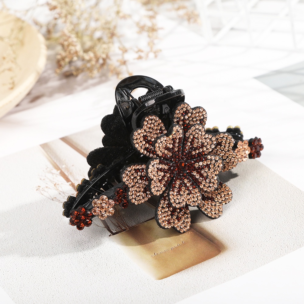 Kẹp gắp tóc HAIMEIKANG mặt hình hoa đính đá thời trang vintage cho nữ