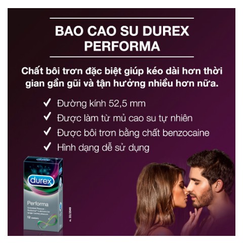 [Che Tên Sản Phẩm]Bao cao su Durex Performa 12 bao