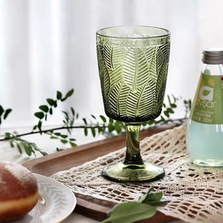 Ly thuỷ tinh vân lá bản dày nhiều màu phong cách vintage