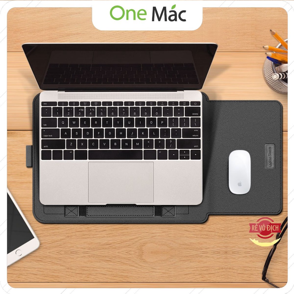 [3 tính năng] Túi da đựng Laptop, Macbook Air/Pro 11/12/13.3/14/15/15,6 inch kiêm kê tản nhiệt, kê tay, bàn di chuột.