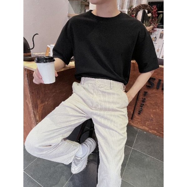 Áo thun nam cổ tròn dáng rộng tay trễ Basic Tee CHOU IN HANOI Chất dày dặn lên chuẩn form