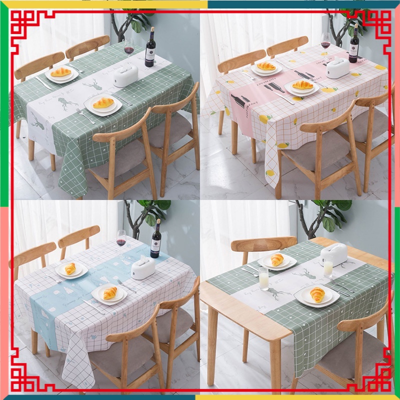 Khăn trải bàn vintage, khăn trải bàn ô vuông caro bằng nhựa không thấm nước