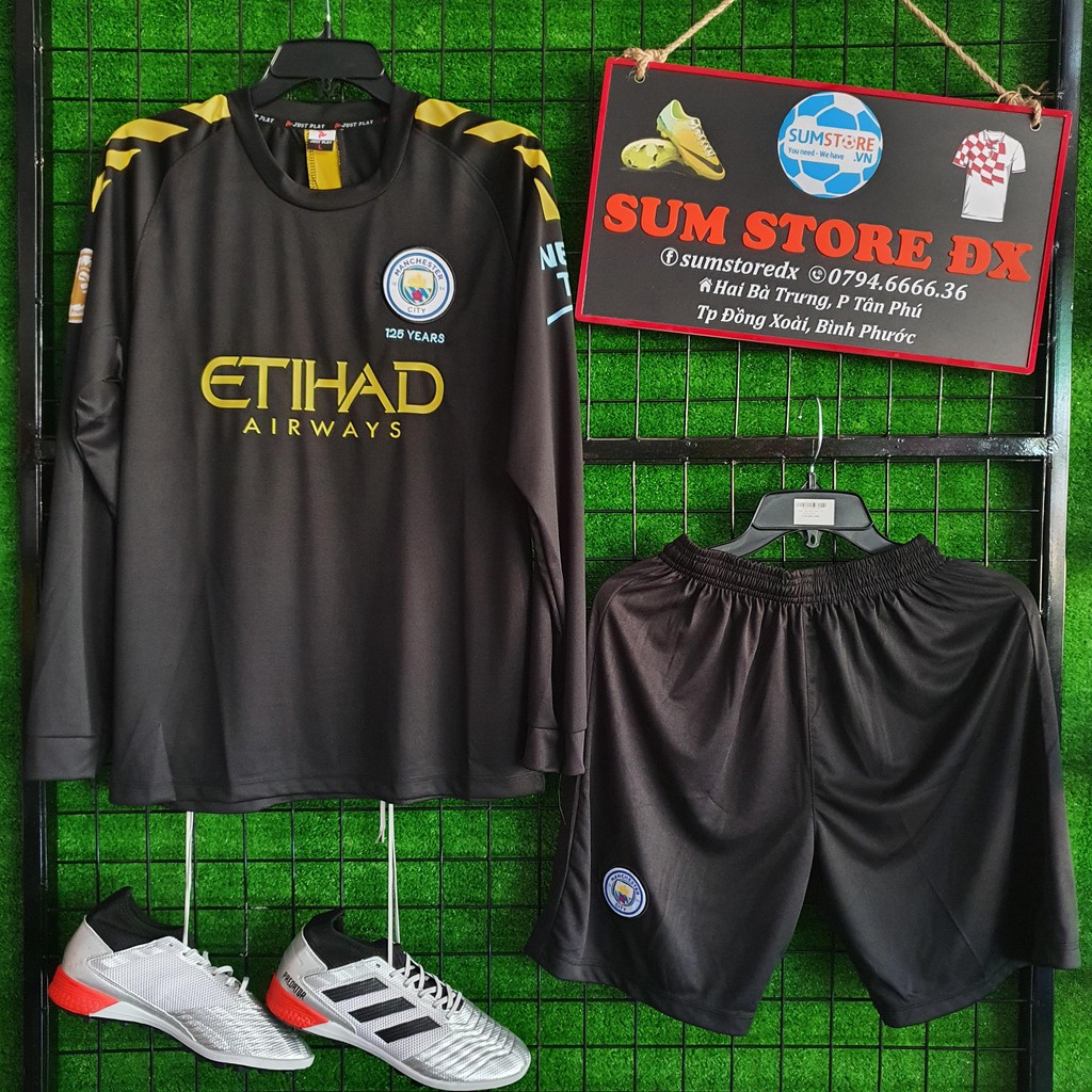 Man city Đen Dài Tay 2019 2020 - Áo Đá Banh Thun Lạnh Cao Cấp