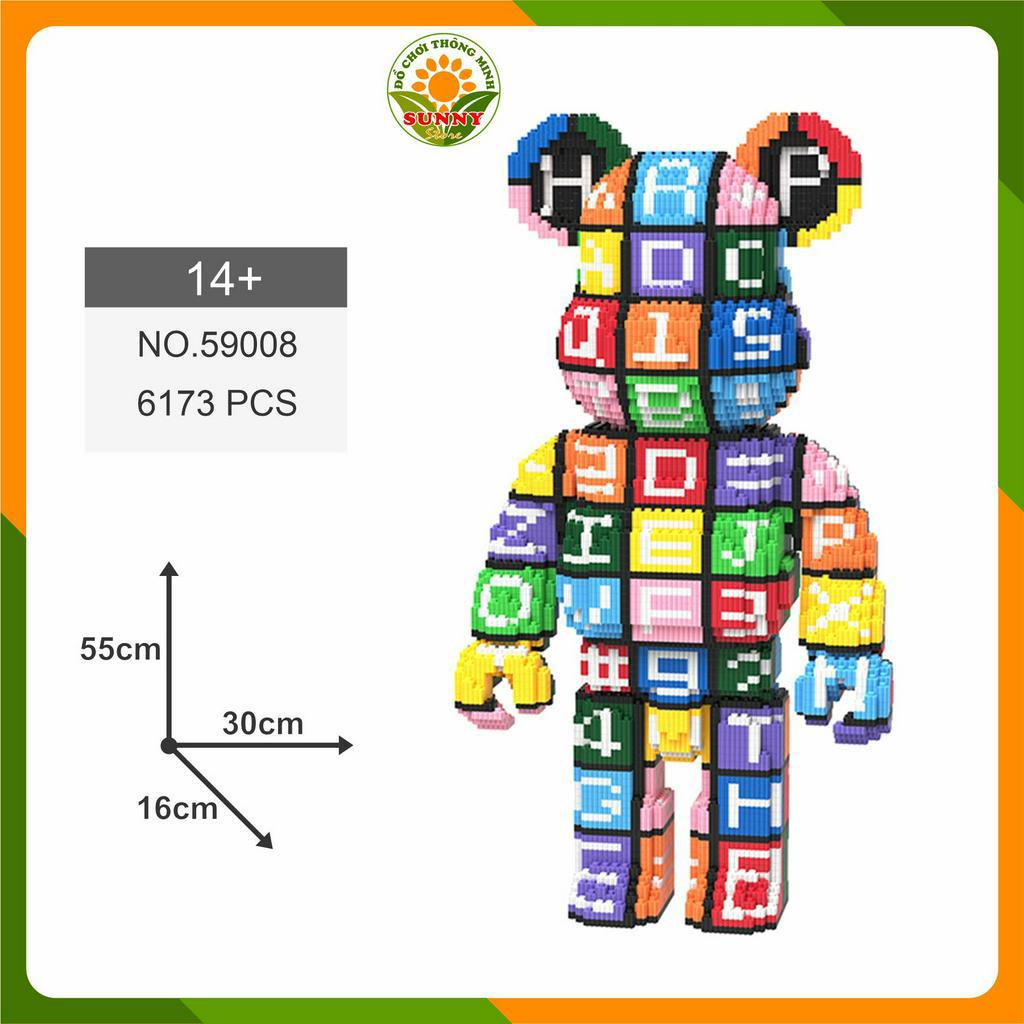 Đồ chơi lắp ghép Gấu Bearbrick chữ cái, bảng mật mã - Mô hình lắp ghép 3D Gấu Bearbrick chữ cái - Cao 55cm - Sunny