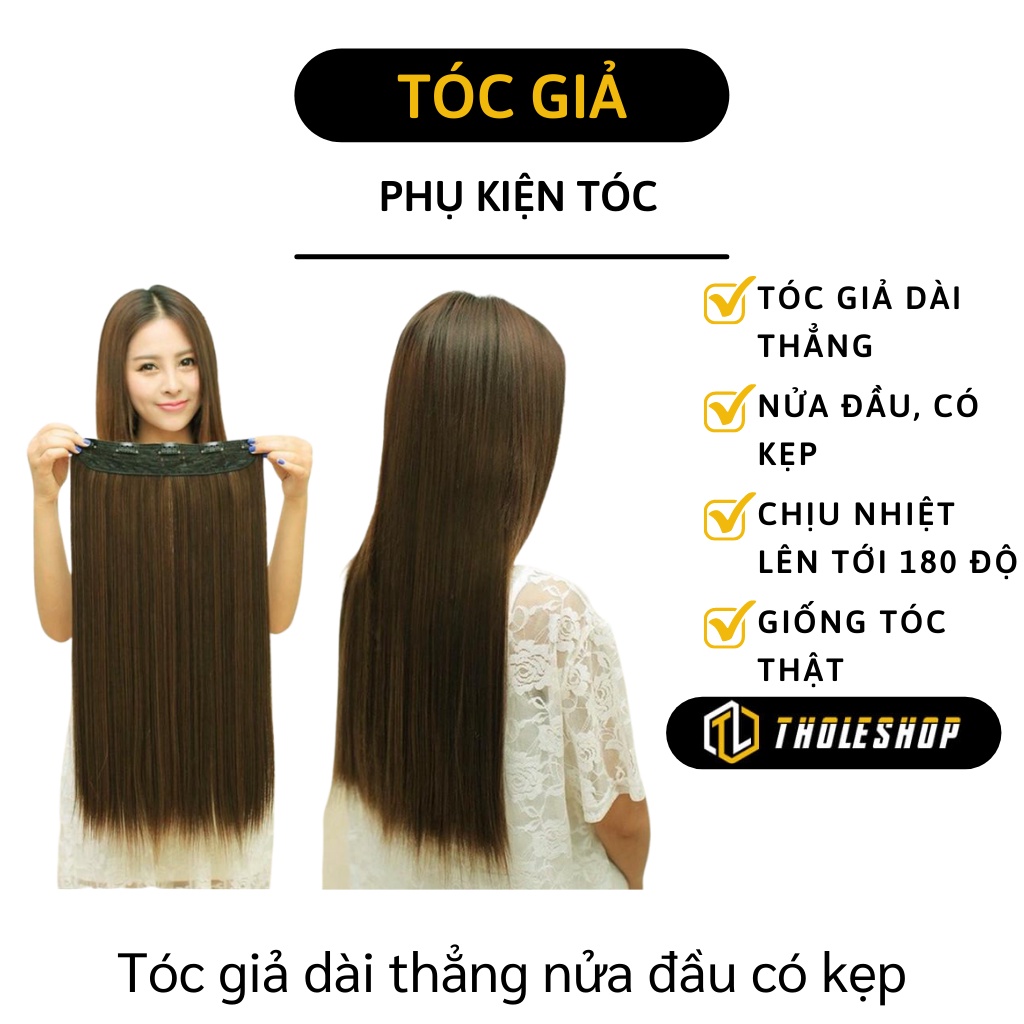 Tóc Giả - Tóc Giả Dài Thẳng Kẹp Nửa Đầu 60cm Mềm Mỏng Có Thể Uốn, Nhuộm, Gội 7217