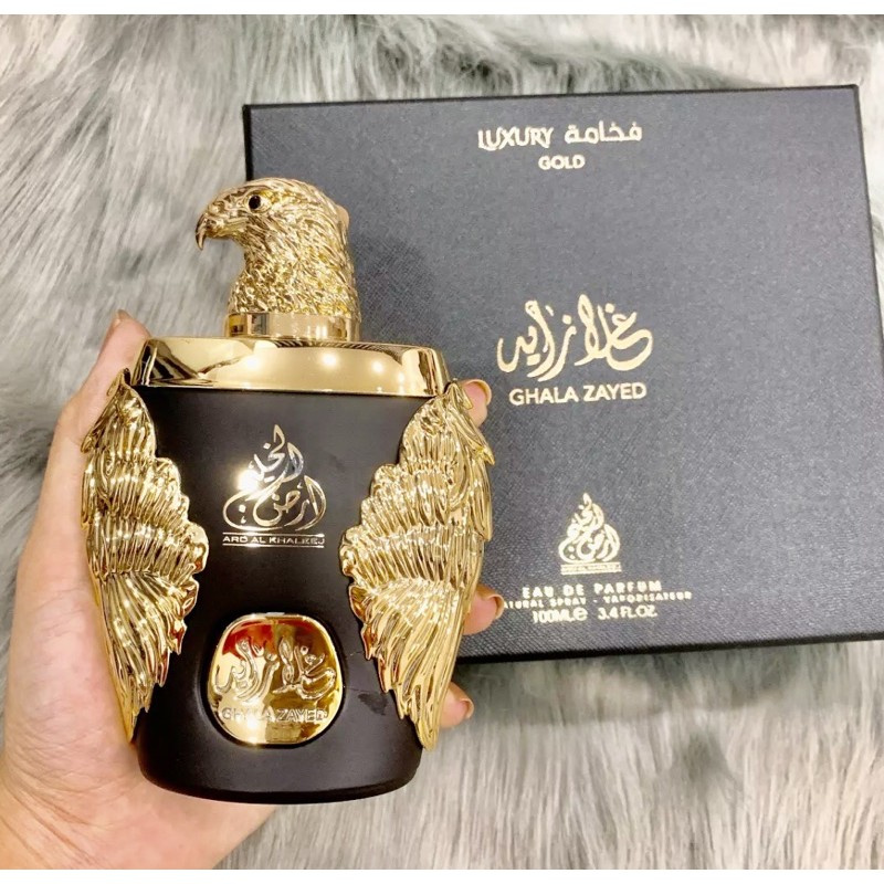 Tinh Dầu Nước Hoa Dubai Ghala Zayed Luxury Đại Bàng Gold 100ml, dạng xịt, mùi nam tính, trầm ấm