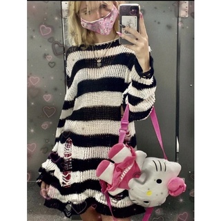 Áo len rách gothic punk rock egirl